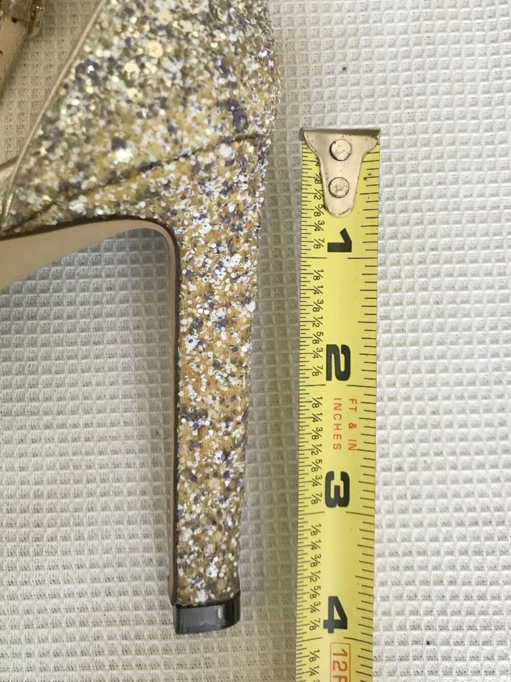JIMMY CHOO Misty Metallic Glitter Sandal in Champagne, size 38 (US 8), Imperfect - Picture 4 of 16